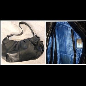 Simply vera black hobo bag with blue liner